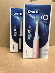 X2 ORAL-B IO3 ELECTRIC TOOTHBRUSHES ADULTS, GIFTS FOR WOMEN / MEN, 1 TOOTHBRUSH HEAD, 3 MODES WITH TEETH WHITENING, 2 PIN UK PLUG, PINK: LOCATION - A