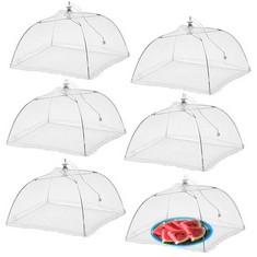17 X WISDOMWELL POP-UP MESH FOOD COVERS TENT UMBRELLA 6 PACK 17 INCH REUSABLE AND COLLAPSIBLE SCREEN NET PROTECTORS FOR OUTDOORS PARTIES PICNICS BBQS KEEP OUT FLIES BUGS MOSQUITOES - TOTAL RRP £127:
