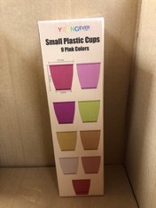 X12 SMALL PLASTIC CUPS 9 PINK COLOURS: LOCATION - D