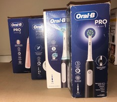 QTY OF ITEMS TO INCLUDE ORAL-B PRO 3 ELECTRIC TOOTHBRUSHES FOR ADULTS, MOTHERS DAY GIFTS FOR HER / HIM, 1 3D WHITE TOOTHBRUSH HEAD & TRAVEL CASE, 3 MODES WITH TEETH WHITENING, 2 PIN UK PLUG, 3500, PI