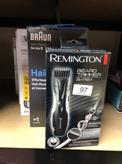 QTY OF ITEMS TO INCLUDE REMINGTON BARBA BEARD TRIMMER – ADVANCED CERAMIC BLADES, 9 LENGTH SETTINGS, POP-UP TRIMMER, COMB ATTACHMENT, 40-MINUTE RUNTIME, CORD/CORDLESS USE – MB320C: LOCATION - A