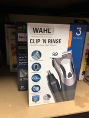 QTY OF ITEMS TO INCLUDE WAHL CLIP N RINSE HAIR CLIPPER FOR MEN, HEAD SHAVER, MEN'S HAIR CLIPPERS, NOSE TRIMMERS FOR MEN, CORDLESS CLIPPERS, WASHABLE HEAD, DIY HAIRCUTS, EASY HOME HAIRCUTTING, 1 COUNT