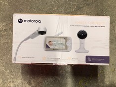 QTY OF ITEMS TO INCLUDE MOTOROLA NURSERY VM65X CONNECT - HALO VIDEO BABY MONITOR WITH CRIB HOLDER - 5 INCH PARENT UNIT AND WIFI APP - FLEXIBLE MAGNETIC CAMERA MOUNT, WHITE: LOCATION - A RACK