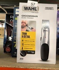 QTY OF ITEMS TO INCLUDE WAHL GROOMSMAN RECHARGEABLE BEARD TRIMMER, BEARD TRIMMERS MEN, STUBBLE TRIMMER, MALE GROOMING SET, CORDLESS BEARD TRIMMER, BEARD CARE KIT, SILVER: LOCATION - A RACK