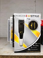 QTY OF ITEMS TO INCLUDE REMINGTON B4 STYLE SERIES BEARD TRIMMER - SELF-SHARPENING WASHABLE BLADES, 17 LENGTH SETTINGS, ADJUSTABLE ZOOM WHEEL, ANTI-SLIP GRIP, 40-MINUTE RUNTIME, CORDLESS - MB4000: LOC