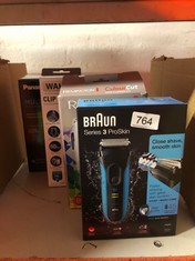 QTY OF ITEMS TO INCLUDE BRAUN SERIES 3 PROSKIN 3040S ELECTRIC SHAVER AND PRECISION TRIMMER, PACK OF 1, RATED WHICH GREAT VALUE: LOCATION - D RACK