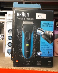 QTY OF ITEMS TO INCLUDE BRAUN SERIES 3 PROSKIN 3040S ELECTRIC SHAVER AND PRECISION TRIMMER, PACK OF 1, RATED WHICH GREAT VALUE: LOCATION - A RACK