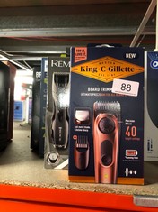 QTY OF ITEMS TO INCLUDE KING C. GILLETTE MEN'S BEARD TRIMMER PRO WITH PRECISION WHEEL FOR 40 BEARD LENGTHS: LOCATION - A RACK
