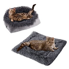 12 X TUAKIMCE CAT BEDS FOR MEDIUM CATS AND DOGS FUNCTION 2 IN 1 PLUSH SOFT BLANKET AND CAT BEDS FOR INDOOR CATS WARM FLUFFY PET MAT PUPPY BED KITTEN BED WASHABLE , DARK GREY  - TOTAL RRP £130: LOCATI