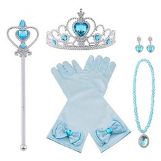 65 X VICLOON PRINCESS DRESS UP ACCESSORIES, 7PCS PRINCESS COSTUMES SET, INCLUDED PRINCESS CROWN, GLOVES, MAGIC WAND, NECKLACE FOR KIDS GIRLS HALLOWEEN PARTY COSPLAY SET FOR 3-9 YEARS - BLUE - TOTAL R