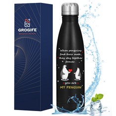 12 X GIFTS FOR HIM BOYFRIEND HUSBAND ANNIVERSARY -   I LOVE YOU GIFTS FOR MEN, FUNNY WEDDING PRESENTS, ROMANTIC ENGAGEMENT GIFTS FOR FIANCÉ, YOU ARE MY PENGUIN WATER FLASK 500ML - TOTAL RRP £106: LOC