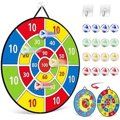 16 X TOMYOU 26" DART BOARD FOR KIDS WITH 16 STICKY BALLS, DOUBLE SIDED DINOSAUR DART BOARD, INDOOR OUTDOOR PARTY GAMES TOYS, BIRTHDAY TOYS GIFT FOR AGE 5 6 7 8 9 10 11 12 YEAR OLD BOYS GIRLS - 66CM -