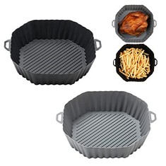 20 X BENIFILE SILICONE AIR FRYER LINER, 2-PACK AIR FRYER SILICONE POT BASKET BOWL, REPLACEMENT OF FLAMMABLE PARCHMENT PAPER, REUSABLE BAKING TRAY OVEN AIRFRYER ACCESSORIES , BLACK + GRAY  - TOTAL RRP