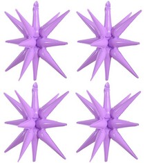 18 X TONIFUL 4 PCS 22INCH 4D PURPLE STARBURST CONE MYLAR BALLOONS 14 POINT STAR BALLOONS EXPLOSION STAR FOIL BALLOONS FOR PARTY SUPPLIES BACKDROP CHRISTMAS,NEW YEAR,BIRTHDAY, WEDDING,PHOTO BOOTH ORNA