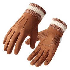57 X HOMEALEXA TOUCHSCREEN GLOVES WINTER GLOVES,THERMAL GLOVES SPORT WARM AND WINDPROOF FOR SKIING CYCLING WOMEN AND MEN , CAMEL, M  - TOTAL RRP £332: LOCATION - B RACK