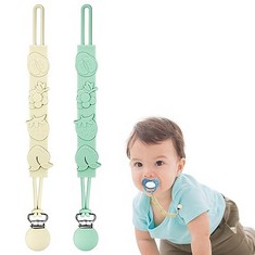 62 X VICLOON DUMMY CLIPS FOR BABY, 2 PCS SILICONE DUMMY CLIPS, FRUIT SOOTHER CHAIN PACIFIER CLIP, FITS ALL PACIFIERS BABY TEETHING TOYS, SOFT FLEXIBLE SOOTHER CHAINS CLIPS FOR TEETHER TOY OR SOOTHIE
