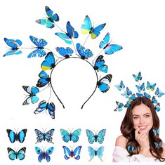 24 X ORGOUE BUTTERFLY HEADBAND, BUTTERFLY FASCINATOR BUTTERFLY HALLOWEEN HEADBAND FESTIVAL HAIR ACCESSORIES WITH 8 BUTTERFLY HAIR CLIPS FOR ADULTS WOMEN GIRLS FOR HALLOWEEN CARNIVAL PARTY FESTIVALS -
