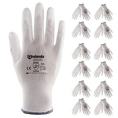 16 X ANDANDA 12 PAIRS SAFETY WORK GLOVES, SEAMLESS KNIT GLOVE WITH POLYURETHANE, PU  COATED ON PALM & FINGERS, IDEAL FOR GENERAL DUTY WORK LIKE WAREHOUSING/LOGISTICS/ASSEMBLY X-LARGE - TOTAL RRP £213