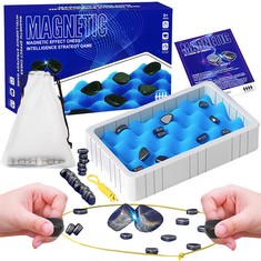 12 X MAGNETIC CHESS GAME, MULTIPLAYER MAGNET GAME SET WITH 20 MAGNETIC ROCKS, STRING AND SPONGE BOARD, MAGNETIC CHESS GAME WITH STONES, FUN TABLETOP FAMILY STRATEGY BOARD GAME: LOCATION - D RACK