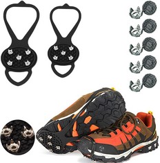 30 X ICE SNOW GRIPS TRACTION CLEATS CRAMPONS ANTI SLIP ICE GRIPPERS 5 STAINLESS STEEL SPIKES SILICONE WINTER OUTDOOR ?HIKING FISHING WALKING FOR SNOW BOOTS AND SHOES - TOTAL RRP £200: LOCATION - D RA