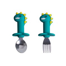 27 X TOPWAYS TODDLER SILICONE FORK AND SPOONS SET, BABY TRAINING SELF FEEDING UTENSIL EASY GRIP TODDLER CUTLERY KIT FOR BABY LED WEANING , LONG GREEN  - TOTAL RRP £141: LOCATION - D RACK