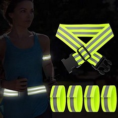 22 X AVIATOR REFLECTIVE BELT, 1 PCS HIGH VISIBILITY REFLECTIVE BELT AND 4 PCS REFLECTIVE ARMBAND/WRISTBANDS,SAFETY GEAR FOR RUNNING, CYCLING SASH,JOGGING BIKING,DOG WALKING FOR MEN AND WOMEN - TOTAL