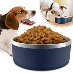12 X KITCHEN DOG BOWL FOR FOOD AND WATER, 40 OZ STAINLESS STEEL PET FEEDING BOWL, DURABLE NON-SKID DOUBLE WALL INSULATED HEAVY DUTY WITH RUBBER BOTTOM FOR MEDIUM LARGE SIZED DOGS , 40 OUNCES/5 CUP, B