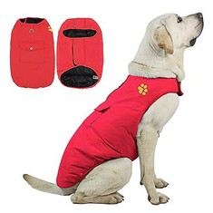 10 X DOGGIEKIT DOG COLD WEATHER COATS, REVERSIBLE WATERPROOF WARM DOGS JACKET VEST WINTER COAT WITH POCKET AND D-RING, WINDPROOF PET COTTON CLOTHES FOR SMALL MEDIUM LARGE DOGS CATS , XX-LARGE, RED  -
