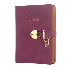14 X VICTORIA'S JOURNALS HEART SHAPED DIARY WITH LOCK AND JOURNAL, LEATHER COVER, LOCK DIARY FOR GIRLS AND WOMEN, CUTE NOTEBOOK, SECRET DIARY FOR GIRLS SIZE 13X18 CM, 320 PAGES , PURPLE  - TOTAL RRP