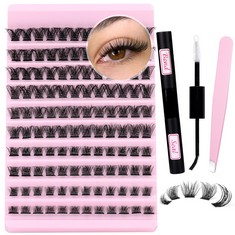 36 X WIWOSEO LASH EXTENSION KIT, DIY EYELASH EXTENSION KIT CLUSTER DD CURL FLUFFY INDIVIDUAL LASHES WITH LASH BOND AND SEAL, TWEEZERS DIY EYELASH EXTENSION KIT FOR SELF APPLICATION AT HOME , 120PCS,