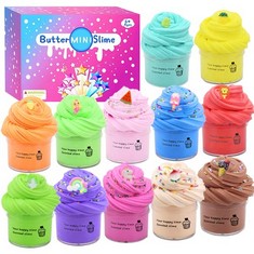 11 X 12 PACK FLUFFY SLIME KIT, CAKE ANIMAL CANDY AND FRUIT BUTTER SLIME, SUPER STRETCHY AND NON-STICKY, SQUEEZE TOY SLIME KIT STRESS RELIEF TOYS FOR KIDS , 12 COLOR  - TOTAL RRP £125: LOCATION - A RA