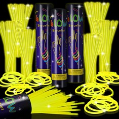 8 X HESTYA 300 PCS 8 INCH GLOW STICKS BULK NEON GLOW STICKS GLOW NECKLACES AND BRACELETS WITH CONNECTORS FOR KIDS ADULTS GLOW IN THE DARK PARTY CONCERT CHRISTMAS NEW YEAR CARNIVAL, ORANGE  - TOTAL RR
