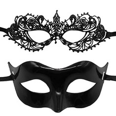 16 X LADY OF LUCK COUPLE MASQUERADE MASKS LACE MASK VENETIAN PARTY MASK HALLOWEEN MASQUERADE MASK FOR COUPLES WOMEN AND MEN - TOTAL RRP £120: LOCATION - G RACK