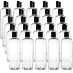 8 X PEOHUD 20 PACK 16OZ CLEAR PLASTIC EMPTY BOTTLES WITH DISC TOP FLIP CAPS, REFILLABLE SHAMPOO BOTTLES, SQUEEZABLE TRAVEL CONTAINERS FOR SHAMPOO, LOTIONS, LIQUID BODY SOAP, CREAMS, BPA FREE - TOTAL