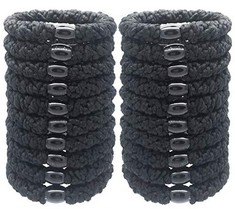 18 X HOLLIHI 20 PIECES LARGE HAIR TIES PONY PONYTAIL HOLDERS FOR THICK HAIR - STRETCHY ELASTICS HAIR BANDS BOUTIQUE WOVEN ROPES FOR WOMEN AND GIRLS, BLACK - TOTAL RRP £96: LOCATION - A RACK