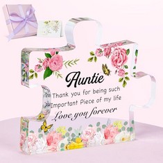 28 X AUNTIE'S GIFTS, HOMBRIMA PERSONALISED ACRYLIC BLOCK PUZZLE PLAQUE GIFTS FOR AUNT FROM NIECE NEPHEW, APUZZLE12-AUNTIE  - TOTAL RRP £210: LOCATION - G RACK