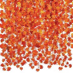 20 X CQURE 18PCS AUTUMN FALL LEAF GARLAND, HANGING FALL VINES MAPLE GARLAND ARTIFICIAL FALL MAPLE LEAVES GARLAND THANKSGIVING DECOR FOR HOME WEDDING FIREPLACE PARTY - TOTAL RRP £133: LOCATION - B RAC