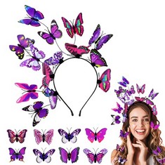 15 X ORGUE BUTTERFLY HEADBAND, BUTTERFLY FASCINATOR BUTTERFLY HALLOWEEN HEADBAND FESTIVAL HAIR ACCESSORIES WITH 8 BUTTERFLY HAIR CLIPS FOR ADULTS WOMEN GIRLS FOR HALLOWEEN CARNIVAL PARTY FESTIVALS -