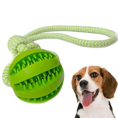 24 X WACURRENTHYD DOG ROPE TOYS BALL WITH HANDLE, NONTOXIC BITE RESISTANT TOY BALL FOR CHEW TRAINING PULL THROW TOY TUG TOY DOGS FETCH TOYS BELGIAN MALINOIS GIFTS (GREEN) - TOTAL RRP £100: LOCATION -