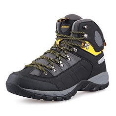 3 X GRITION MEN'S HIKING BOOTS WATERPROOF LIGHTWEIGHT WALKING TREKKING SHOES OUTDOOR LACE UP ANTI-SLIP BREATHABLE COMFORT CASUAL TRAVELLING BOOTS YELLOW (8 UK / 42 EU) - TOTAL RRP £146: LOCATION - B