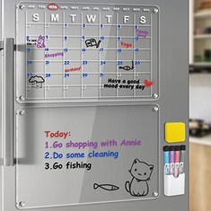 QTY OF ASSORTED ITEMS TO INCLUDE ACRYLIC MAGNETIC DRY ERASE CALENDAR FOR FRIDGE : LOCATION - B RACK