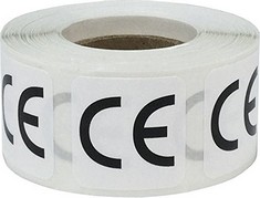 87 X CE REGULATION STICKERS FOR EUROPEAN CONFORMITY 25.4 MM 1 INCH SQUARE 500 COUNT - TOTAL RRP £890: LOCATION - C RACK