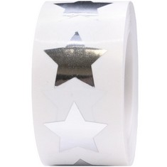 105 X METALLIC SILVER STAR STICKERS 19.1 MM 0.75 INCH WIDE 500 COUNT - TOTAL RRP £953: LOCATION - C RACK