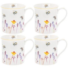 QTY OF ASSORTED ITEMS TO INCLUDE PRETTY WATERCOLOR BUSY BEES DESIGN FINE CHINA MUGS (SET OF 4) 220ML RRP £200: LOCATION -  D RACK