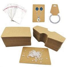 8 X DUGGARS 200 PIECES EARRINGS NECKLACE DISPLAY CARDS 200 PIECES EARRING BACKS AND 100 PIECES SELF-ADHESIVE SEALING BAGS HOLDER KRAFT PAPER DISPLAY CARDS FOR PACKAGING NECKLACES JEWELRY EARRINGS DIS