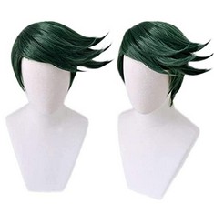 10 X LSHPRESX ROHAN KISHIBE COSPLAY WIG ANIME SYNTHETIC HAIR GREEN SHORT WIG WITH FREE WIG CAP - TOTAL RRP £130: LOCATION - D RACK