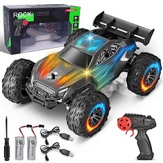 6 X VATOS 1:16 SCALE REMOTE CONTROL CAR - LIGHT UP 15KM/H OFF ROAD RC CAR FOR KID WITH 2 RECHARGEABLE BATTERIES, 2.4GHZ 2WD ELECTRIC VEHICLE RC BUGGY RACING CAR MONSTER TRUCK TOY GIFT FOR BOY GIRL KI