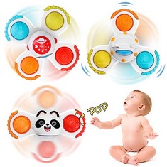 13 X PROACC SUCTION CUP SPINNER TOYS, BABY BATH TOYS WITH SUCTION CUP SILICONE FLIPPING BOARD, BABY SENSORY SPINNER TOY RELEASE ANXIETY TRAVEL TOYS, FOR TODDLER BOY GIRL, 3PCS (3PCS) - TOTAL RRP £108
