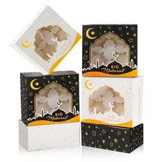 15 X DPKOW 12PCS EID MUBARAK BOXES WITH WINDOW FOR SNACK, EID TREATS BOXES FOR CANDY COOKIE DOUGHNUT, ISLAMIC EID PARTY BOXES FOR GIFT GIVEN CUPCAKE EID PARTY SUPPLIES DECORATION, 16 * 16 * 7.5CM - T