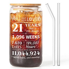 16 X BIODATA 21ST BIRTHDAY GIFTS FOR HER/HIM - 16 OZ GLASS CUPS,21ST BIRTHDAY GIFT IDEAS,21ST BIRTHDAY GIFTS FOR HER KEEPSAKE, 21ST BIRTHDAY GIFTS FOR MEN. - TOTAL RRP £213: LOCATION - F RACK